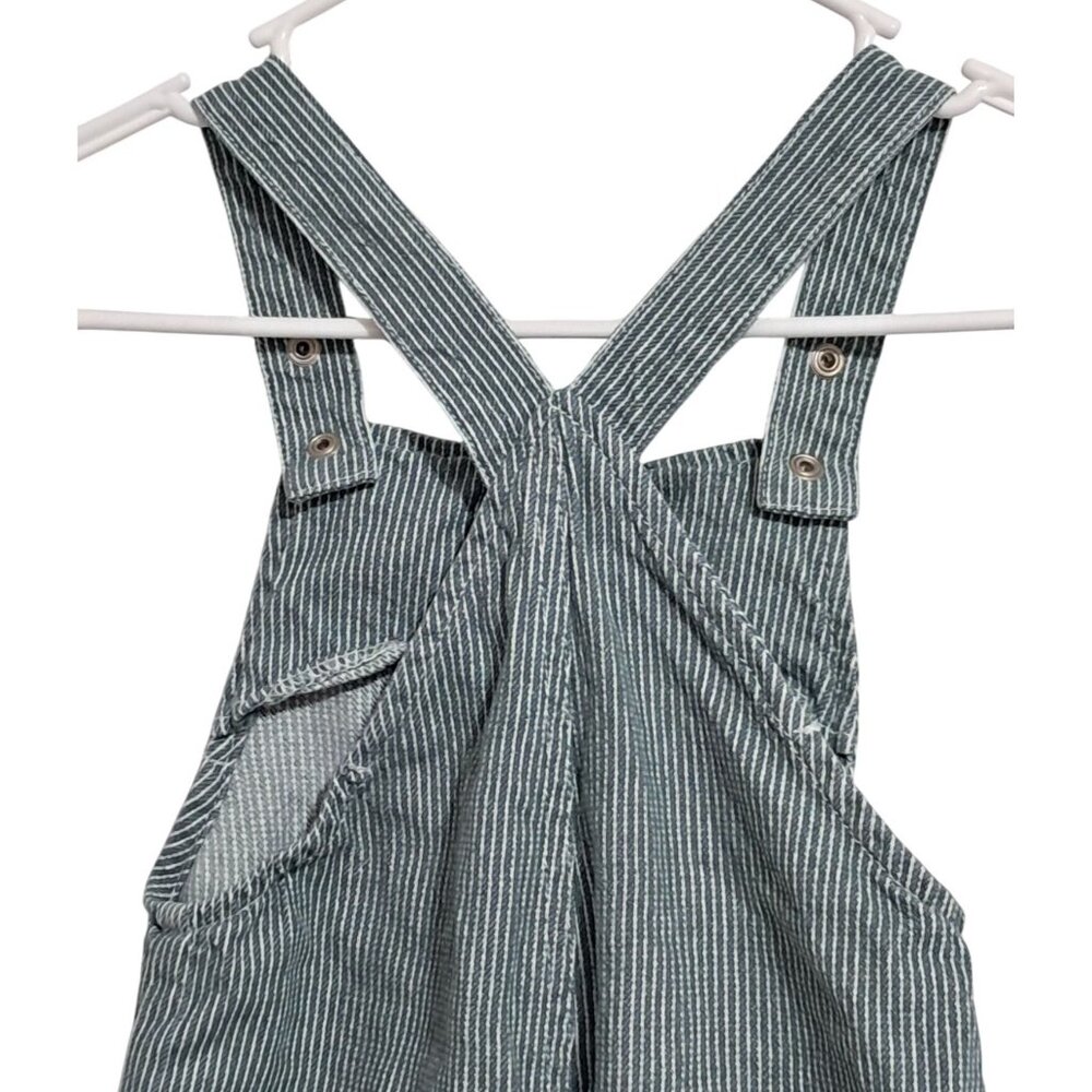 Zara Overalls Green Striped Denim With Front Pockets Adjustable Straps Size 3-4 - Picture 7 of 11